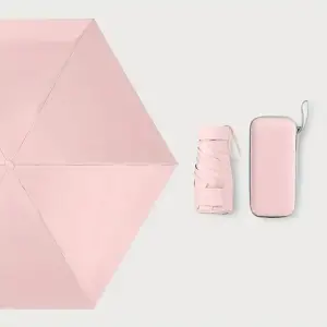 MINI SKŁADANY PARASOL MANUALNY KIESZONKOWY KOMPAKTOWY ETUI RÓŻOWY