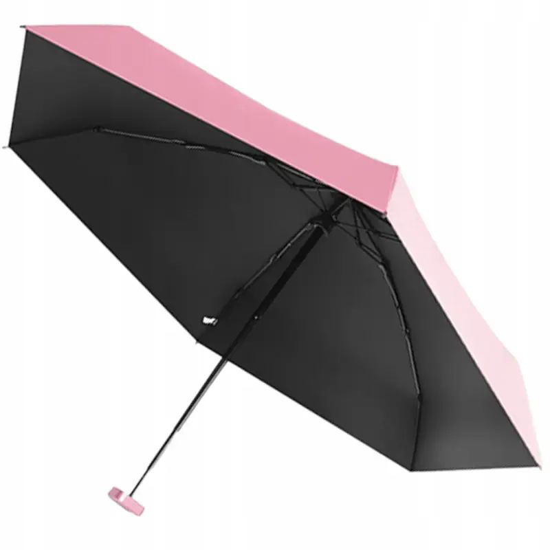 MINI SKŁADANY PARASOL MANUALNY KIESZONKOWY KOMPAKTOWY ETUI RÓŻOWY