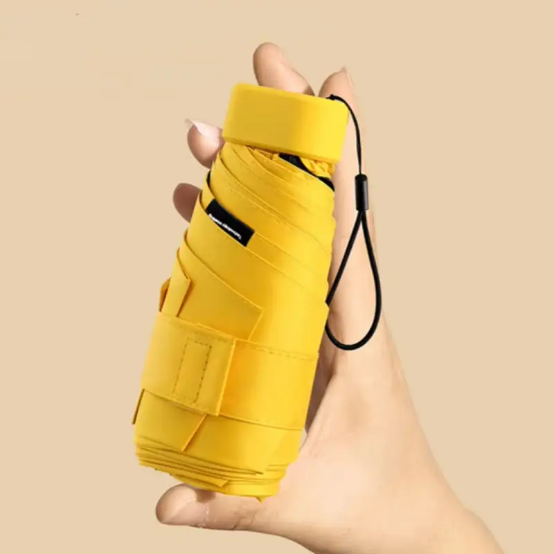 MINI SKŁADANY PARASOL MANUALNY KIESZONKOWY KOMPAKTOWY ETUI ŻÓŁTY