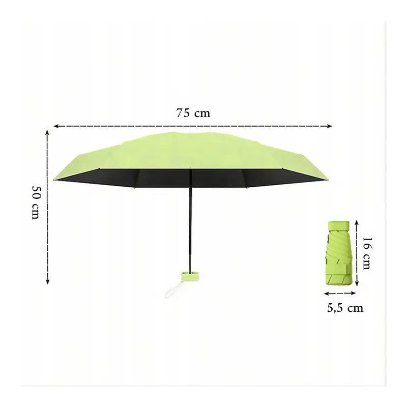 MINI SKŁADANY PARASOL MANUALNY KIESZONKOWY KOMPAKTOWY ETUI ZIELONY