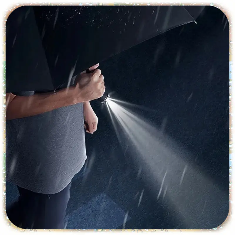 PARASOLKA SKŁADANA DUŻY ELEGANCKI MOCNY + PODŚWIETLENIE LED CZARNY