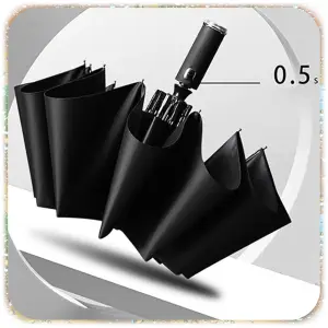 PARASOLKA SKŁADANA DUŻY ELEGANCKI MOCNY + PODŚWIETLENIE LED CZARNY