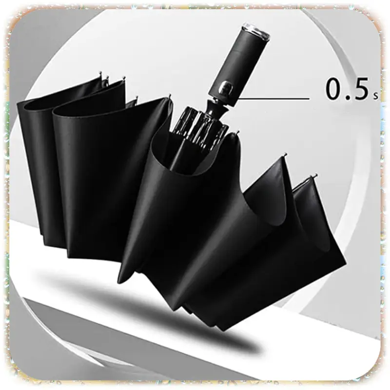 PARASOLKA SKŁADANA DUŻY ELEGANCKI MOCNY + PODŚWIETLENIE LED CZARNY