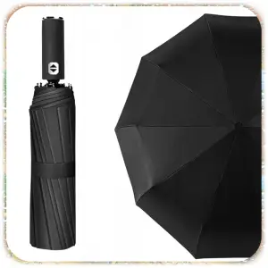 PARASOLKA SKŁADANA DUŻY ELEGANCKI MOCNY + PODŚWIETLENIE LED CZARNY