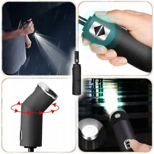 PARASOLKA SKŁADANA DUŻY ELEGANCKI MOCNY + PODŚWIETLENIE LED CZARNY