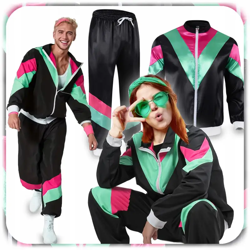 DRES STRÓJ PRZEBRANIE LATA 80 I 90 RETRO DISCO KOSTIUM ROZMIAR L CZARNY