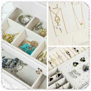 BIAŁA SZKATUŁKA NA BIŻUTERIĘ NA KLUCZYK ORGANIZER KUFEREK NA DZIEŃ KOBIET