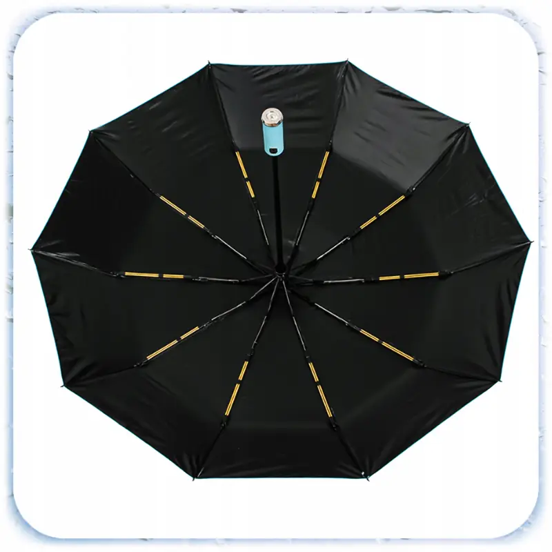 PARASOLKA SKŁADANA DUŻA ELEGANCKA MOCNA PODŚWIETLENIE LED NIEBIESKI