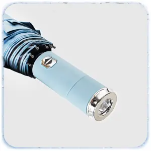 PARASOLKA SKŁADANA DUŻA ELEGANCKA MOCNA PODŚWIETLENIE LED NIEBIESKI