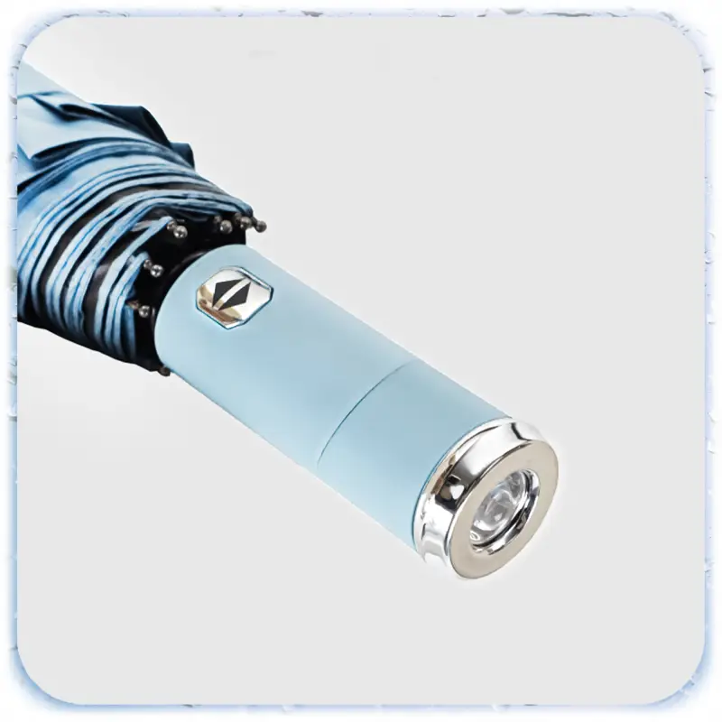 PARASOLKA SKŁADANA DUŻA ELEGANCKA MOCNA PODŚWIETLENIE LED NIEBIESKI