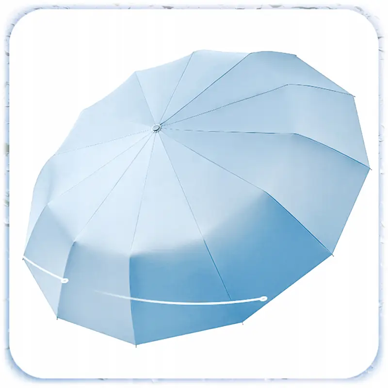 PARASOLKA SKŁADANA DUŻA ELEGANCKA MOCNA PODŚWIETLENIE LED NIEBIESKI