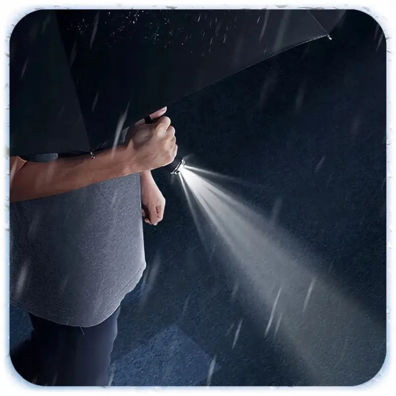 PARASOLKA SKŁADANA DUŻA ELEGANCKA MOCNA PODŚWIETLENIE LED NIEBIESKI