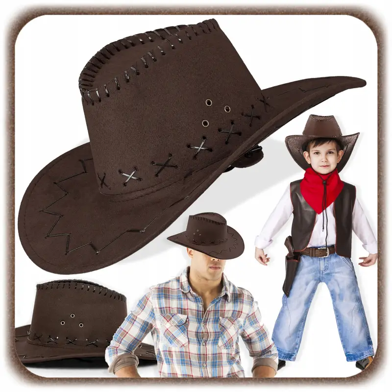 KAPELUSZ KOWBOJSKI COUNTRY WESTERN DLA DOROSŁYCH PRZEBRANIE SZERYF IMPREZA