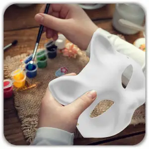 MASKA KOTA DO SAMODZIELNEGO MALOWANIA DIY SZARE SZTUCZNE FUTRO 6 SZT