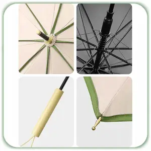 PARASOL PRZECIWDESZCZOWY AUTOMATYCZNY DUŻY WODOODPORNY ELEGANCKI BEŻOWY
