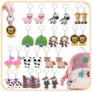 BRELOKI DO KLUCZY ZWIERZĄTKA BRYLOCZKI DLA DZIECI DO PLECAKA 24 SZT PREZENT