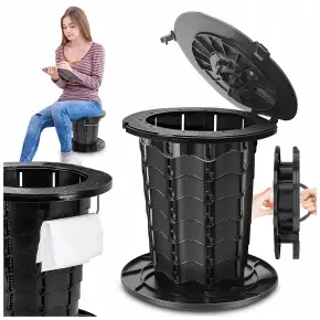 TOALETA PRZENOŚNA MOBILNE WC TURYSTYCZNA KEMPINGOWA SKŁADANA REGULACJA KOSZ