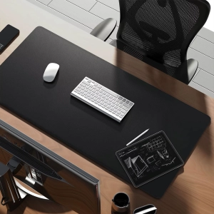 DUŻA PODKŁADKA MATA OCHRONNA BIURKO KLAWIATURA MYSZ EKOSKÓRA CZARNA 90x40cm