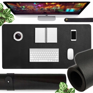 DUŻA PODKŁADKA MATA OCHRONNA BIURKO KLAWIATURA MYSZ EKOSKÓRA CZARNA 90x40cm