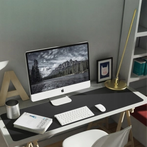 DUŻA PODKŁADKA MATA OCHRONNA BIURKO KLAWIATURA MYSZ EKOSKÓRA CZARNA 90x40cm