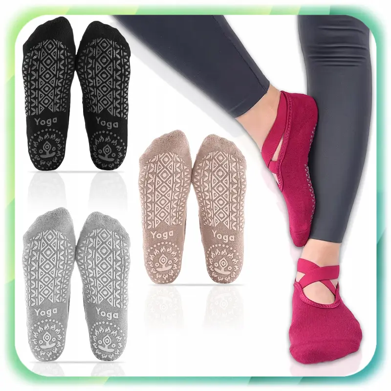 SKARPETKI DO JOGI TAŃCA ANTYPOŚLIZGOWE ABS DAMSKIE PILATES FITNESS 4 PARY