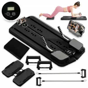 DESKA DO ĆWICZEŃ PILATES REFORMER SLIDERY ĆWICZENIA JOGI CZARNA XL+ LICZNIK
