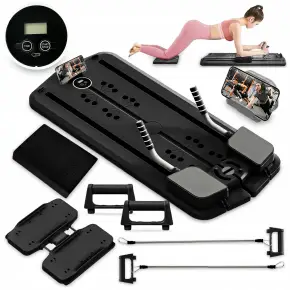 DESKA DO ĆWICZEŃ PILATES REFORMER SLIDERY ĆWICZENIA JOGI CZARNA XL+ LICZNIK