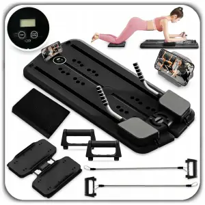 DESKA DO ĆWICZEŃ PILATES REFORMER SLIDERY ĆWICZENIA JOGI CZARNA XL+ LICZNIK