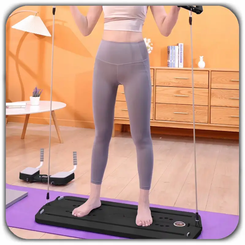DESKA DO ĆWICZEŃ PILATES REFORMER SLIDERY ĆWICZENIA JOGI CZARNA XL+ LICZNIK