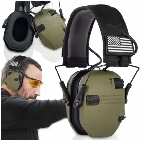 SŁUCHAWKI STRZELECKIE OCHRONNIKI SŁUCHU TAKTYCZNE REDUKCJA HAŁASU ZIELONE