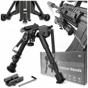 BIPOD DW&Oacute;JN&Oacute;G REGULOWANY 6"-9" 22cm DO POLOWANIA STRZELECTWA BRONI +ADAPTER