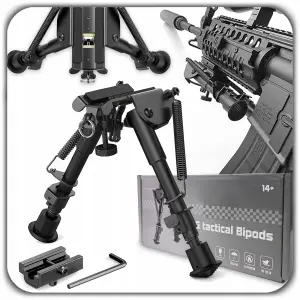 BIPOD DWÓJNÓG REGULOWANY 6"-9" 22cm DO POLOWANIA STRZELECTWA BRONI +ADAPTER