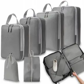 ORGANIZERY KOMPRESYJNE DO PAKOWANIA WALIZKI ZESTAW PODRÓŻNY SZARY 6 SZT