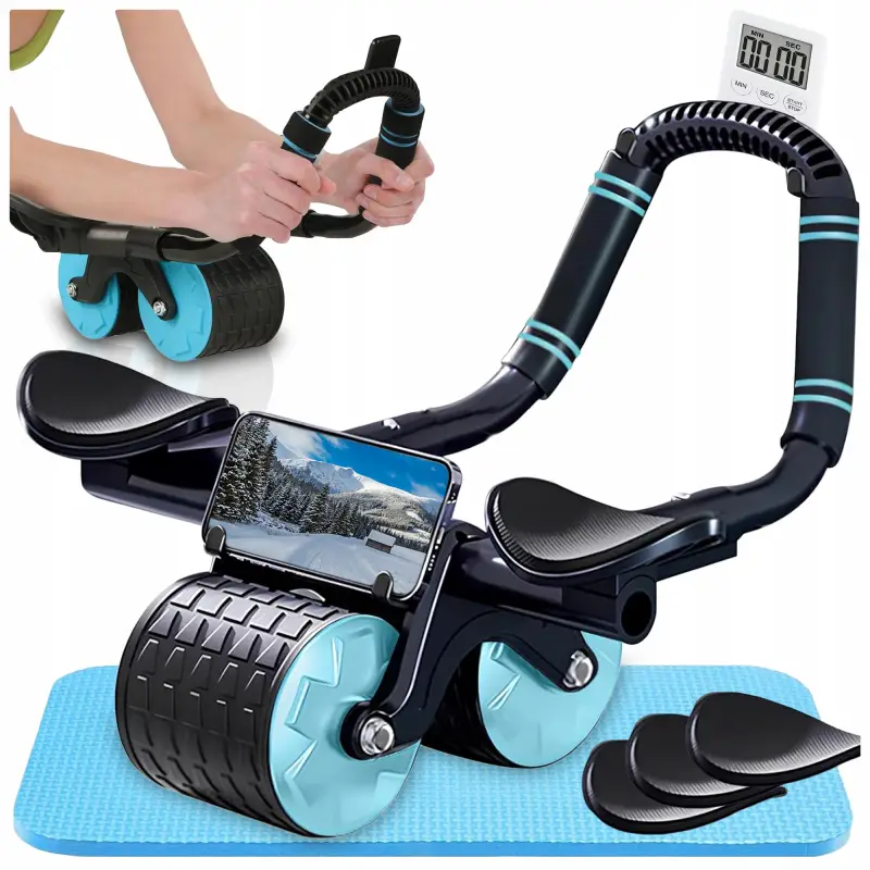 ROLLER TRENAŻER MIĘŚNI BRZUCHA Z PODPÓRKĄ KÓŁKO FITNESS PILATES TIMER +MATA