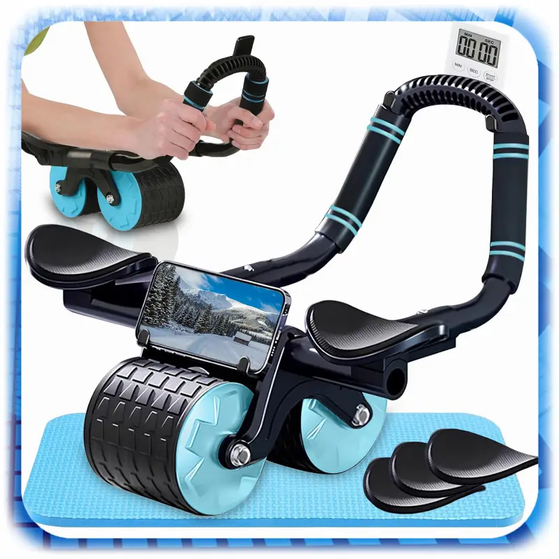 ROLLER TRENAŻER MIĘŚNI BRZUCHA Z PODPÓRKĄ KÓŁKO FITNESS PILATES TIMER +MATA