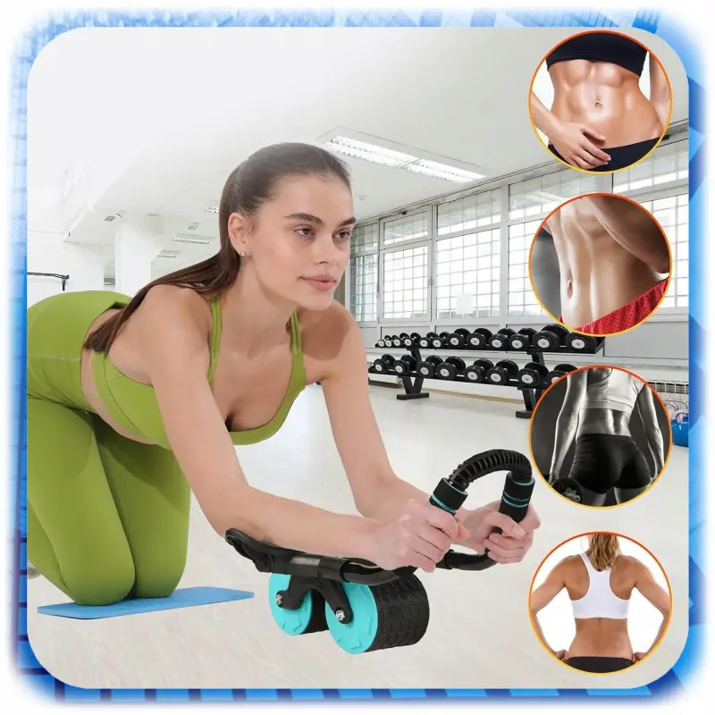 ROLLER TRENAŻER MIĘŚNI BRZUCHA Z PODPÓRKĄ KÓŁKO FITNESS PILATES TIMER +MATA