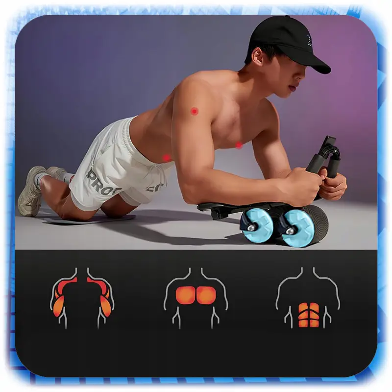 ROLLER TRENAŻER MIĘŚNI BRZUCHA Z PODPÓRKĄ KÓŁKO FITNESS PILATES TIMER +MATA