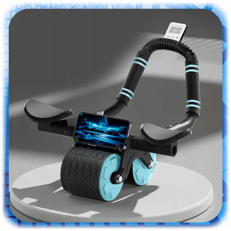 ROLLER TRENAŻER MIĘŚNI BRZUCHA Z PODPÓRKĄ KÓŁKO FITNESS PILATES TIMER +MATA