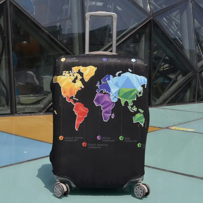 POKROWIEC NA WALIZKĘ BAGAŻ OCHRONNY PODRÓŻNY CZARNA MAPA 70x50x30 ROZMIAR L