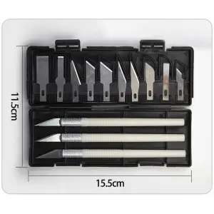 NÓŻ NOŻYK MODELARSKI SKALPEL 13 OSTRZY METALOWYCH 3 RĘKOJEŚCI ETUI ZESTAW