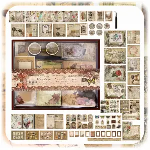 ZESTAW DO SCRAPBOOKINGU VINTAGE NAKLEJKI OBRAZKI + NOTES 96 STRON 294 EL XL