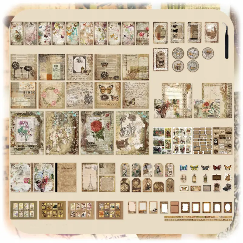ZESTAW DO SCRAPBOOKINGU VINTAGE NAKLEJKI OBRAZKI + NOTES 96 STRON 294 EL XL