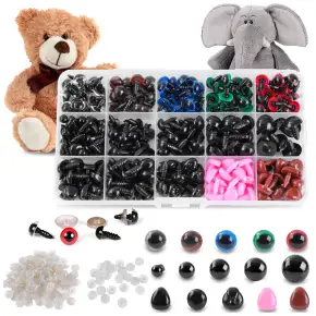 OCZY DO MASKOTEK ZABAWEK BEZPIECZNE NOSKI OCZKA 6-14 mm ZESTAW 575 SZT ETUI