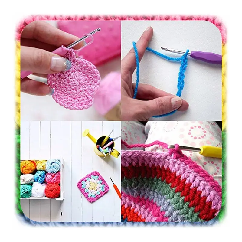 ZESTAW DO SZYDEŁKOWANIA WŁÓCZKA SZYDEŁKA 58 EL. ZNACZNIKI AKCESORIA Z ETUI