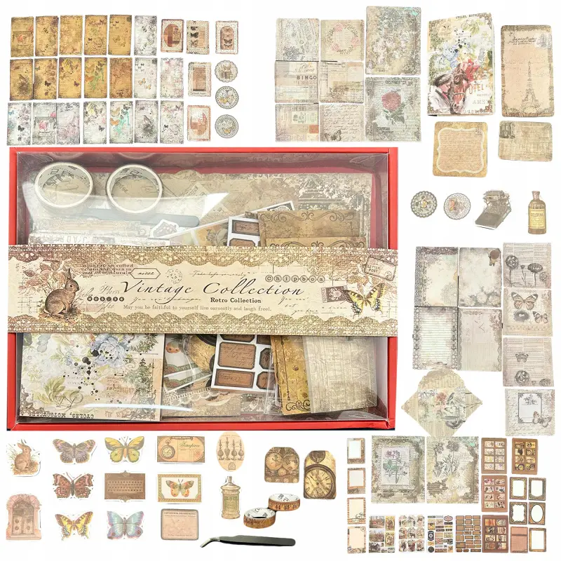 ZESTAW DO SCRAPBOOKINGU VINTAGE NAKLEJKI OBRAZKI + NOTES 96 STRON 294 EL XL