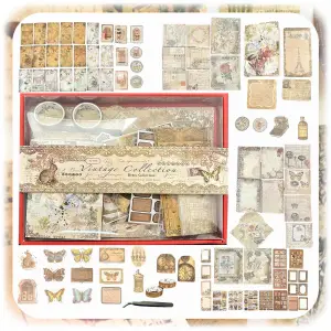 ZESTAW DO SCRAPBOOKINGU VINTAGE NAKLEJKI OBRAZKI + NOTES 96 STRON 294 EL XL