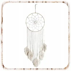 MAKRAMA NA ŚCIANĘ BOHO OZDOBA ŚCIENNA ZE SZNURKA ŁAPACZ SNÓW WISZĄCY LIŚCIE