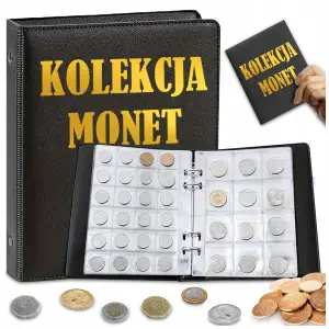 KLASER NA 360 MONETY ALBUM KOLEKCJA MONET CZARNY 3x3 4x4 DUŻE MAŁE 20 STRON