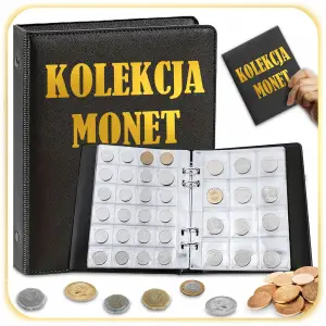 KLASER NA 360 MONETY ALBUM KOLEKCJA MONET CZARNY 3x3 4x4 DUŻE MAŁE 20 STRON