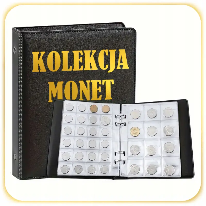 KLASER NA 360 MONETY ALBUM KOLEKCJA MONET CZARNY 3x3 4x4 DUŻE MAŁE 20 STRON